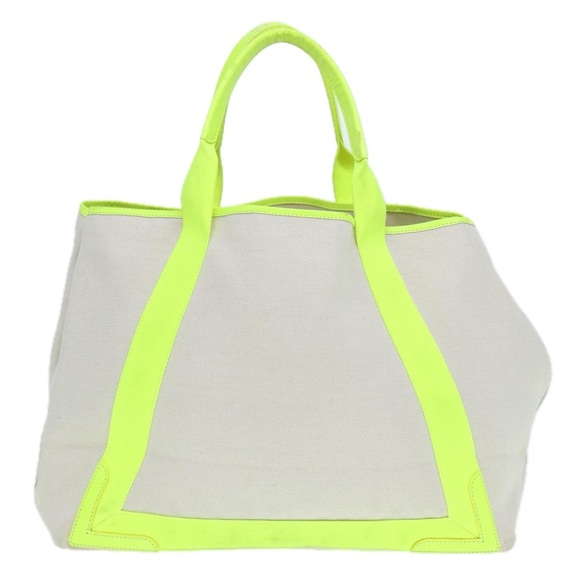 BALENCIAGA Navy Cabas M Hand Bag Canvas Leather White Yellow 339936 Auth yk14650 - Picture 3 of 16